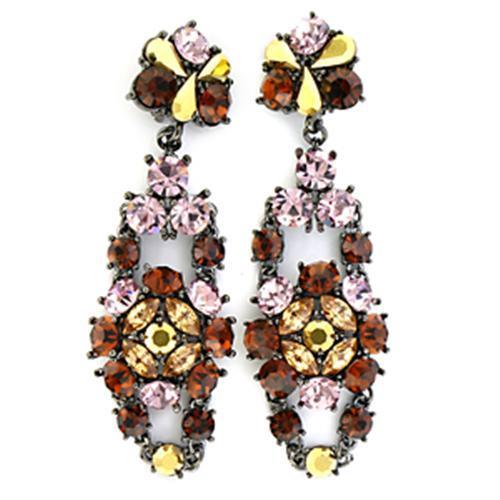 JCE629 Ruthenium White Metal Earrings with Top Grade Crystal  in Multi Color-Default Title