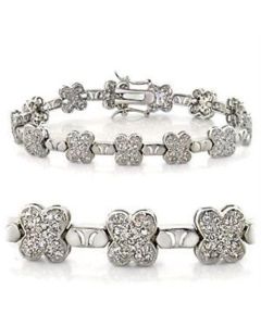 JCEA545 Rhodium Brass Bracelet with AAA Grade CZ  in Clear