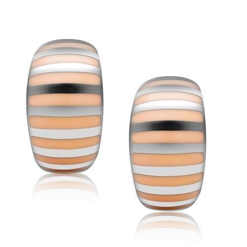 JCE273 High polished (no plating) Stainless Steel Earrings with Epoxy  in No Stone