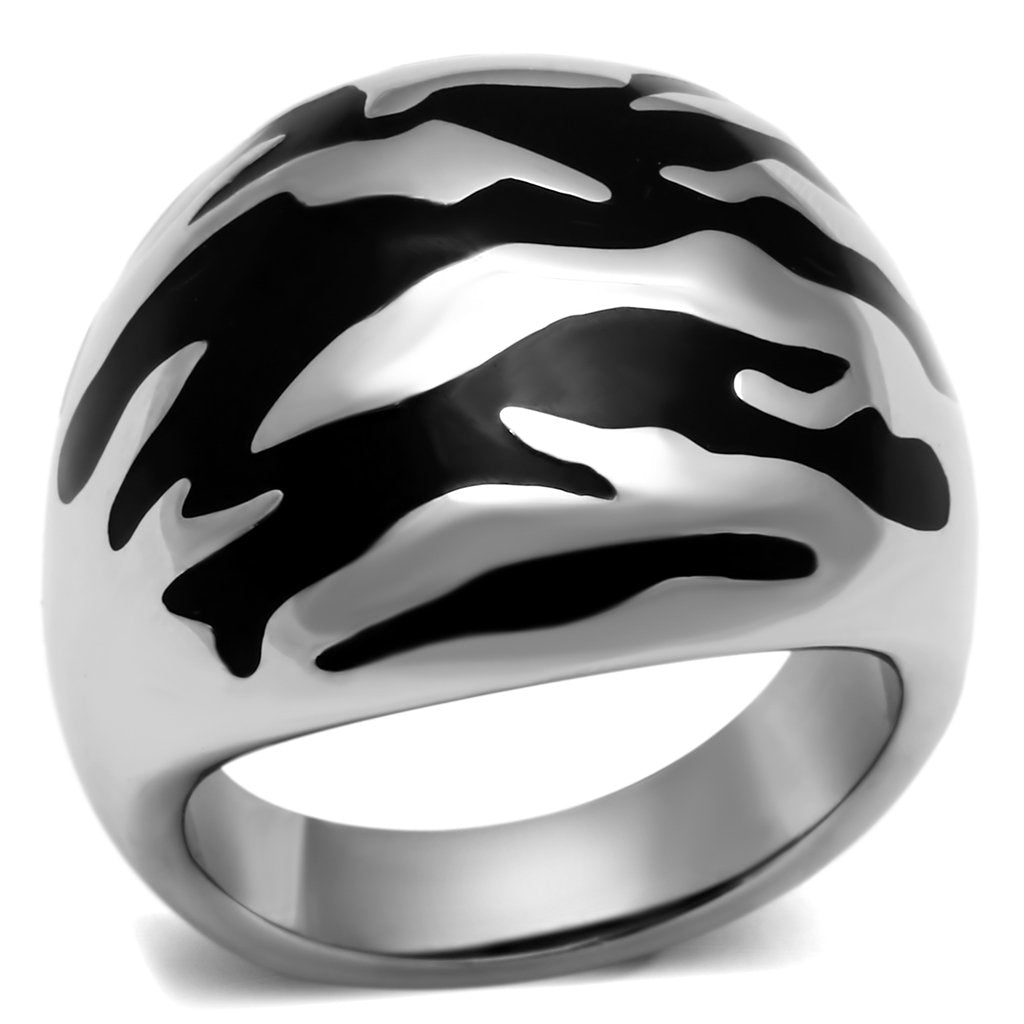 JCE672 High polished (no plating) Stainless Steel Ring with Epoxy  in Jet